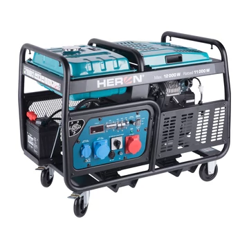 HERON benzinmotoros áramfejlesztő, 13/11 kVA, három- és egyfázisú, benzin üzemű, önindítós 8896431